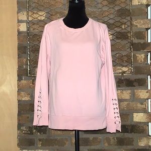 Joe’s collection distressed grommet sweatshirt  light pink M